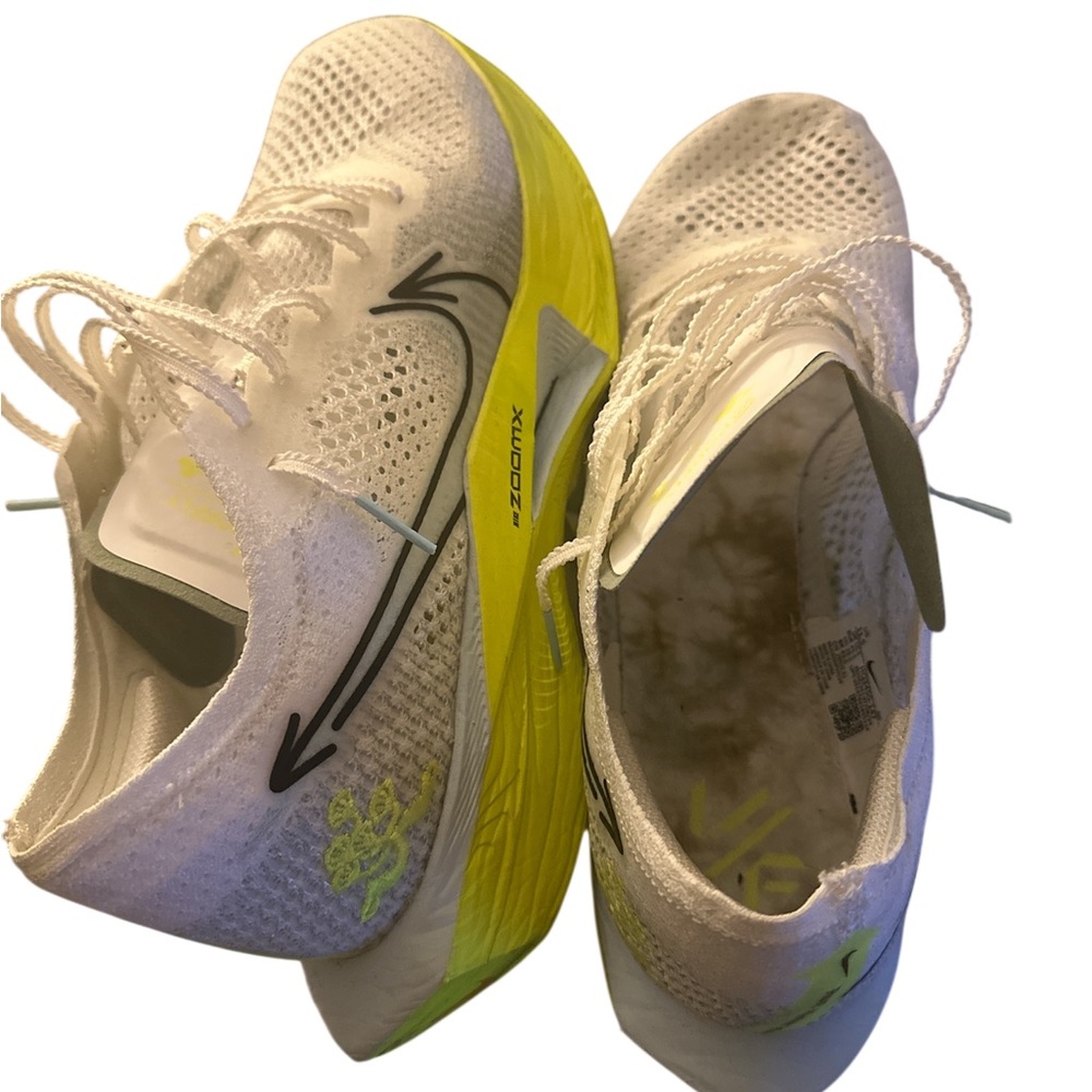Nike White and Yellow Athletic Shoes with Cushioned Sole
